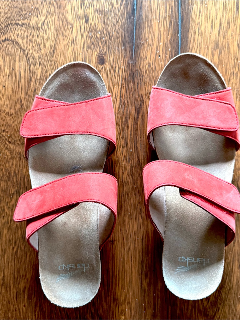Dansko Women’s Red Suede Double-Strap Sandals